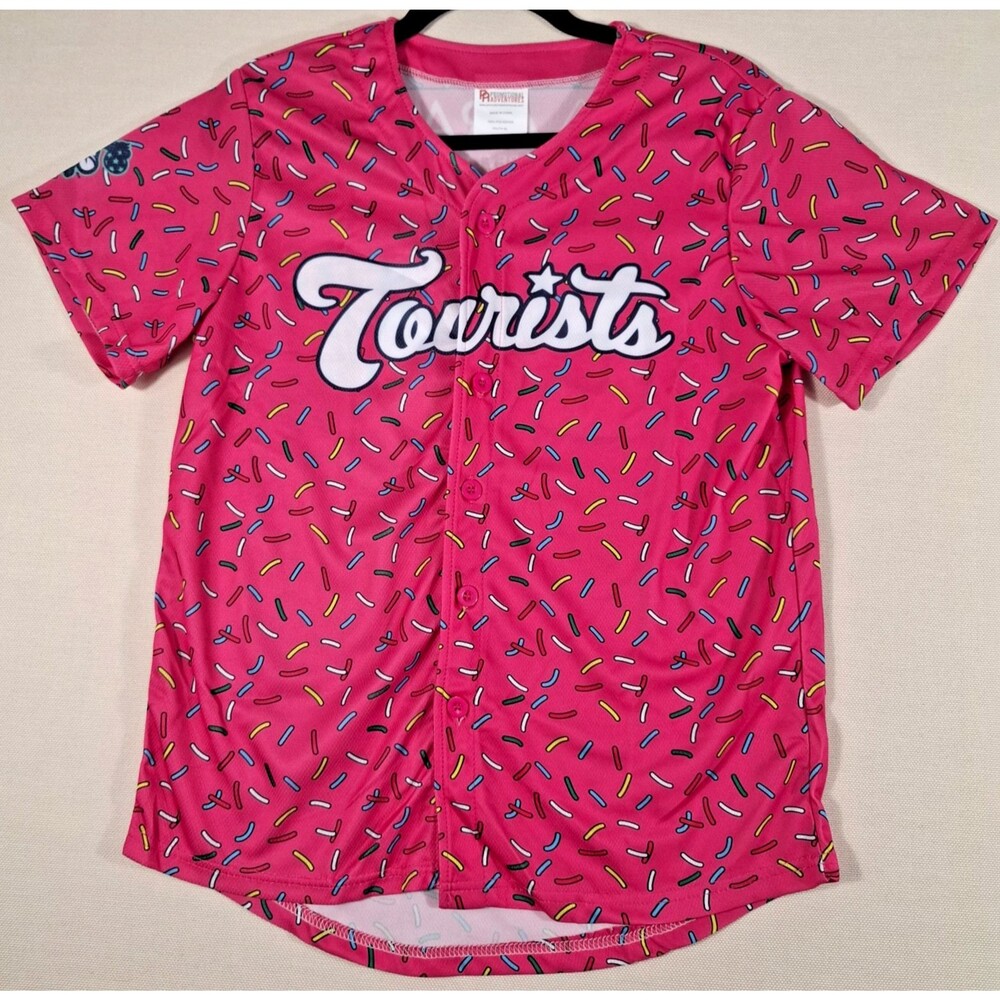 Asheville Tourists MiLB Promotional Pink Sprinkles Youth Baseball Jersey-SZ XL